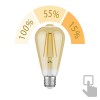 E27 LED ampoule, ST64, extra blanche-chaude (2500 K), 7,2 W, 814lm, 3-Stufen-variateur, goldfarben